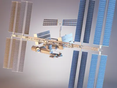 International Space Station With RIG Low-poly 3D model