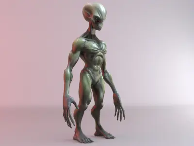 Alpha Grey Alien Sci-Fi Humanoid Creature 3D Model 3D model
