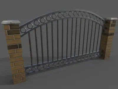 fence 2 wrought iron gate Low-poly 3D model