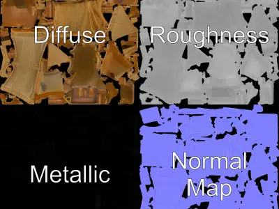 Medieval Market Stall Model Pack with Canvas Cover Low-poly 3D model