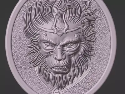 ANGRY MONKEY KING PENDANT DESIGN GOLD 3D print model