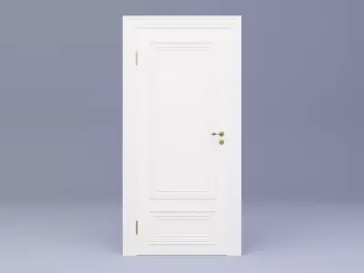 White Bathroom Door with Brass Details 3D model