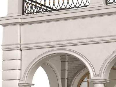 Facade with arched openings and a balcony Arched Entrance 3D model