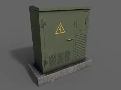 PBR Electric Box GreenGrey Low-poly 3D model