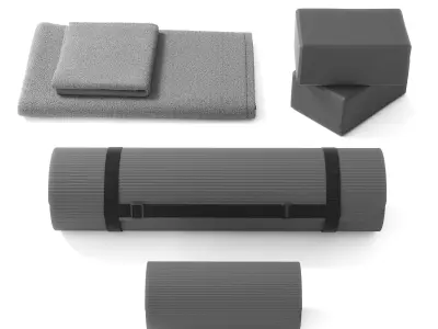 Yoga equipment set gray color 3D model