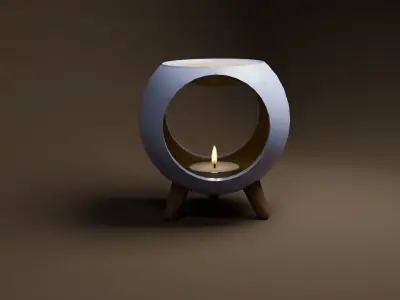 Candle Oil Burner Low-poly 3D model