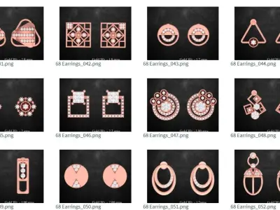 68 Light wt minimalistic earrings collection  3D print model