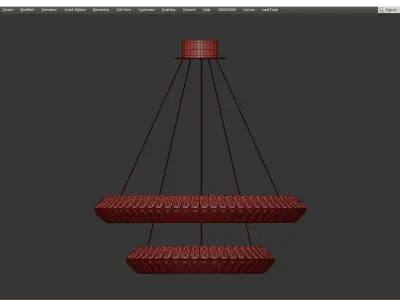 KAISER chandelier with two rings of glass and gold Low-poly 3D model