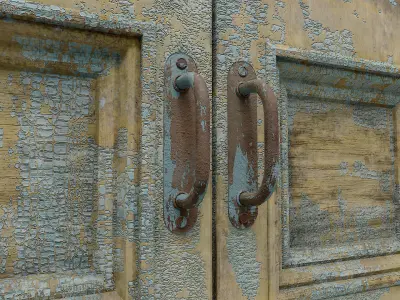 Old wooden door   Low-poly 3D model