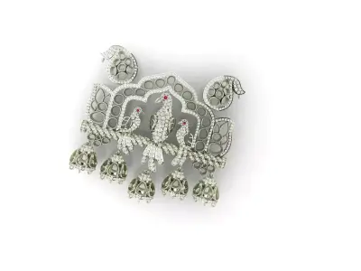 Peacock Beautiful necklace Indian Jewelry Design Polki Diamond 3D print model