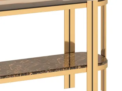 Oval Glass And Marble Console 3D model