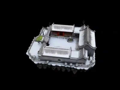 courtyard snow scenery 3D model