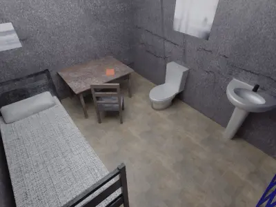 Prison cell with railings Low-poly 3D model