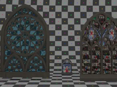 English Gothic Stained Glass Windows 3D model