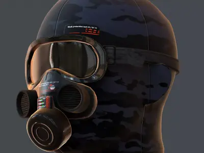 Gas mask helmet 3d model scifi Low-poly  Low-poly 3D model