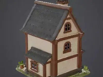 Cabana medieval Low-poly 3D model
