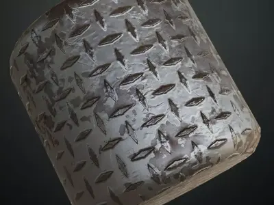 Rusted Pale Diamond Tread Plate Metal PBR Seamless Texture