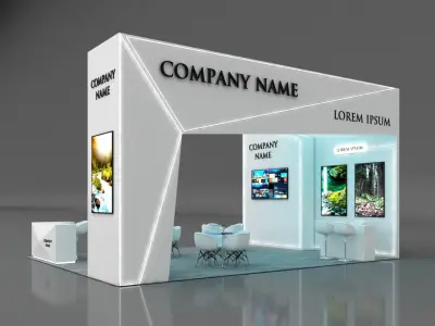 Booth Exhibition Stand Stall 8x6m Height 450 cm 3 Side Open 3D model
