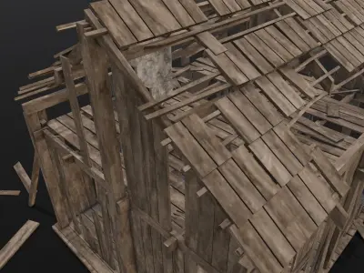 Broken Wooden House Low-poly 3D model buy