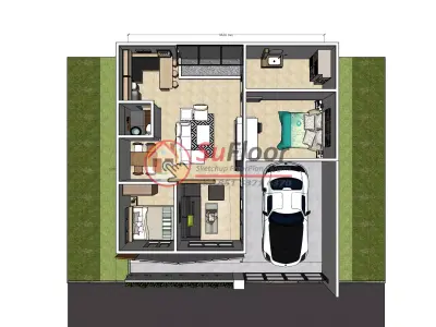 House 9x10m code 557 - Sketchup 3D model 3D model 3D model