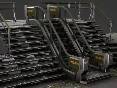 Sci-Fi Stairs modular pack Low-poly 3D model