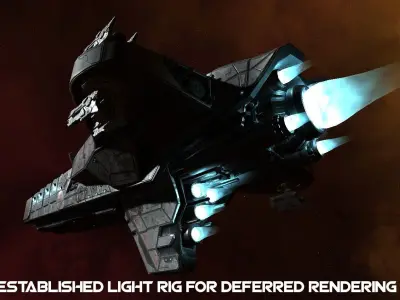 PBR Light Cruiser Low-poly 3D model