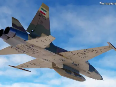  Iranian HESA Saeqeh Fighter Aircraft Rigged for Cinema 4D 