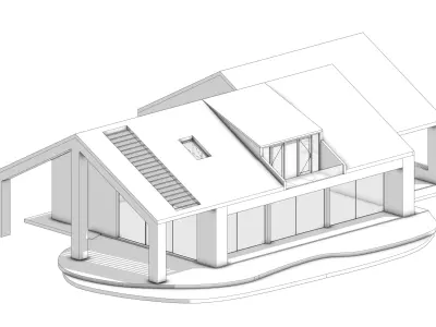 Modern Barndominium House 3D Model Large Residential Villa 3D model