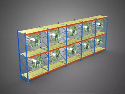 ARRAY ROW SHELF RACK TRAY ROTARY HYDROPONIC PLANT GARDEN TOWER 3D model