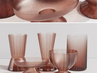 Red Glass vase 01 Low-poly 3D model