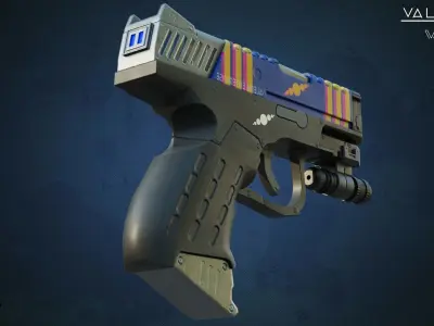 Sci-fi Pistol Low-poly 3D model 16