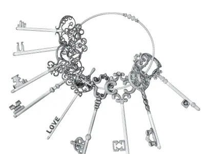 Vintage key chain 3D model