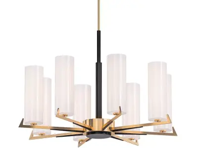 SL031 modern chandelier with brass and shades 3D model