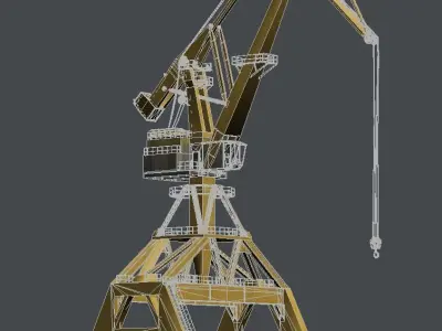 Crane Orange for shipyard cargo terminal or port 3D model