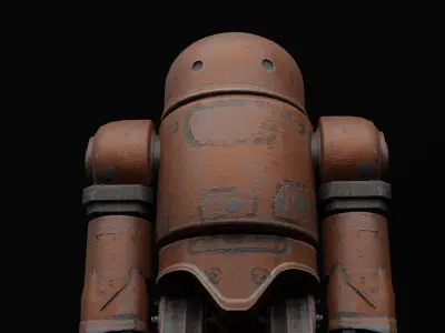 Old Robot humanoid A2 - rigged Low-poly 3D model