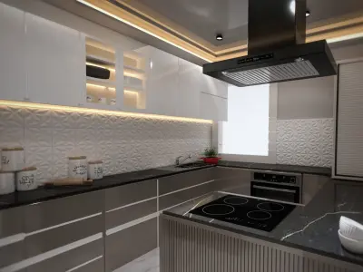 KITCHEN closet with two doors and wooden shelf 3D model