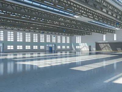 Warehouse interior and exterior 3D model