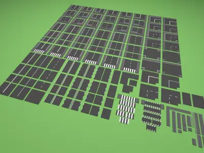 Types of roads Low-poly 3D model