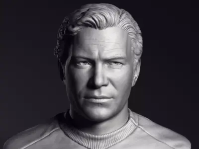 William Shatner as James Tiberius Kirk Printable 3D Model 3D print model
