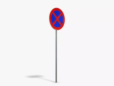 No Stopping Sign Low-poly 3D model
