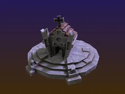 Halloween Spooky cartoon style Graveyard Low poly assets Low-poly 3D model