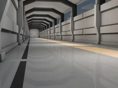 Sci Fi Corridor Low-poly 3D model 13