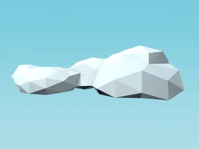 Low Poly Nature island with mountains and trees Low-poly 3D model