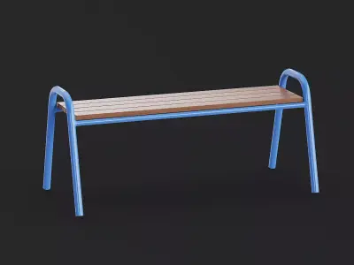 Bench Outdoor 01 Blue Low-poly 3D model