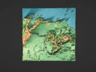 Venezuela Map Topography Low-poly 3D model