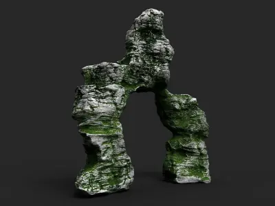 Mossy Cliff Rock 23-4 Low-poly 3D model
