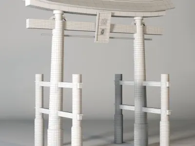 Torii tori gate in japanese style Low-poly 3D model