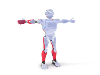 Red Humanoid Robot model pack Low-poly 3D model