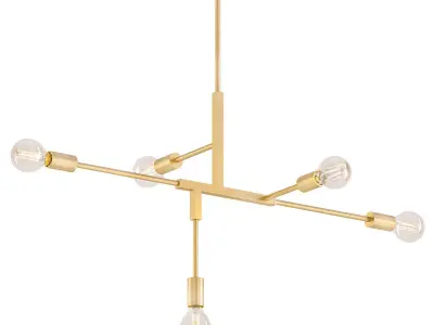 CLIFF modern brass chandelier with five light bulbs 3D model