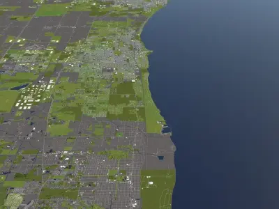 Kenosha Wisconsin USA 50x50km 3D model